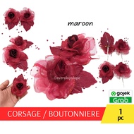 Corsage Pin Suit Corsage Brooch Flower Chest Wedding Committee Maroon Color