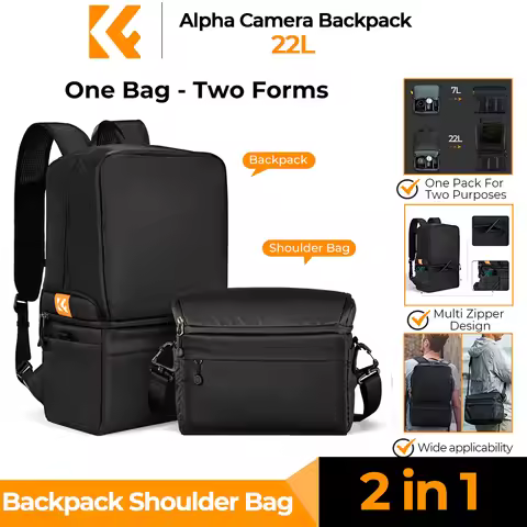 K&F CONCEPT 22L Camera Backpack 2 In 1 Photographers Camera Shoulder Bag Crossbody Travel Bag For So