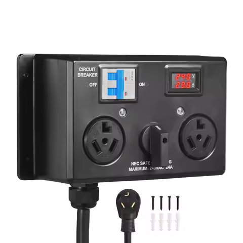 SucceBuy Manual EV Charging Switch for Dryer & EV 24A Max 240V with Circuit Breaker Real-Time Displa