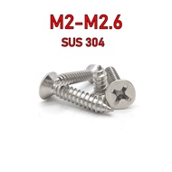 [FWN] 304 Stainless Steel Self-Tapping Screw Phillips Countersunk Screw Flat Self-Tapping Screw M2/M