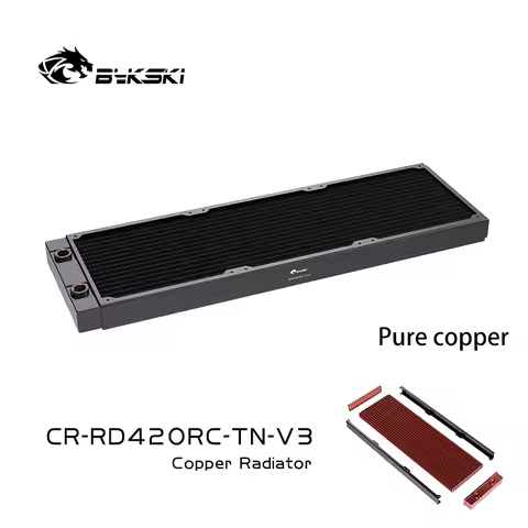 Bykski 420mm Radiator Single Row Copper Heatsink Water Cooler, 28mm Thickness, For 140*140mm Fans，CR