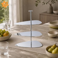 [utruiut0k] Three-Tier Dessert Stand Silver Mirrored Dessert Stand 3 Tier Serving Tray Sturdy Tablew