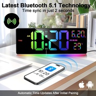 16" Bluetooth Large Digital Wall Clock/Auto Time Sync, 10 RGB Colors Digital Clock Large Display wit