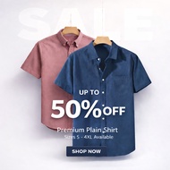 Plain Baju Lelaki Berkolar | Kemeja Lelaki Putih Lengan Pandek For Business, Office and Occasions