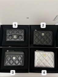 💖 Chanel 26B cf 迷你三折銀包 黑金荔枝牛皮  classic flap 26A L型銀包 黑金 銀色金扣 25k L型卡包 拉鏈 card holder wallet passport