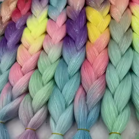 Tinsel Jumbo Braids Ombre Braiding Hair Add Tinsels Colored Braiding Hair Synthetic Braiding Hair Fe