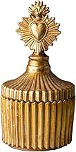 Ex-voto Decorative Box with Heart with a Flame Gold Patina Collection Ex-Voto Beautiful Finish 13cm 