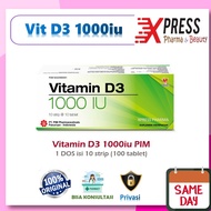 XPRESS ! DOS VITAMIN D3 1000 iu PIM isi 10 strip (100 tablet) Vitamin D 3 1000iu mg mcg Dus Box Boks