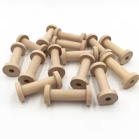 10Pcs Natural Wooden Spools 3x7cm Thread Reels Organizer for Sewing Machine Ribbons Twine Wood Wire 