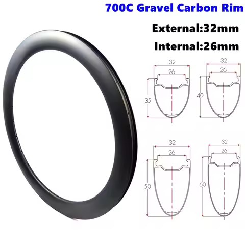 BIKEDOC 32HK Lightweight Gravel Rims 700C Carbon Fiber Disc Brake Wide Road Bike Rim Tubeless