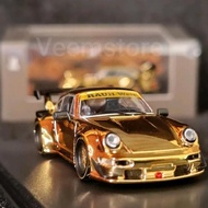 Diecast 1: Porsche RWB 964 GT Wing [Star Model] Chrome Gold