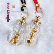 Golden Peas Storage Bottle Baby Gourd Cinnabar Pendant Bottle Gourd-Shaped Transparent Glass Storage
