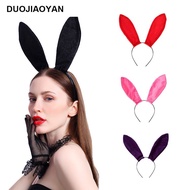 More Beautiful Bunny Girl Velvet Cloth Cat Rabbit Ears Black Halloween Christmas Headband Headdress 