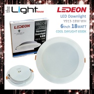 LEDEON 6" LED Downlight 18w 6500K Daylight / Lampu downlight LED / LED Down Light Y913 18 Watt White