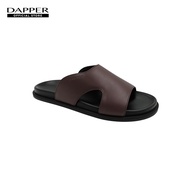 DAPPER รองเท้าแตะ Footbed Leather Slide Sandals สีน้ำตาล