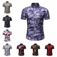 Baju Batik Plus Size M-5XL Kemeja Men Floral Shirt Slim Fit Shirt  Short Sleeve