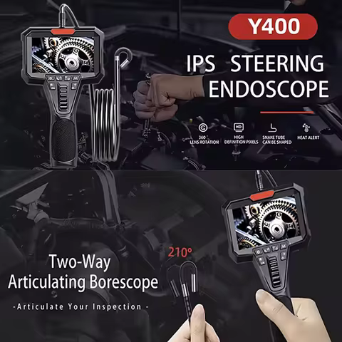 Articulating Borescope with 4.3'' Monitor 1080P 3.9MM HD Steerable Endoscope Camera with Articulated