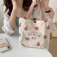 Bag Female New Style Small Japanese Peach Tote Canvas Girl Snacks Lunch