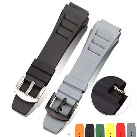 New 25mm Red Black Green Gray Blue Fresh ear style Rubber Watchband For Richard Mille strap for RM01