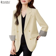 Zanzea Women's Korean Style Commuting Blazer with Patchwork Design