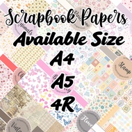 Stationary Scrapbook Paper (A4,A5,4R Size) 80GSM PAPER set of 6 per order. FRONT ONLY