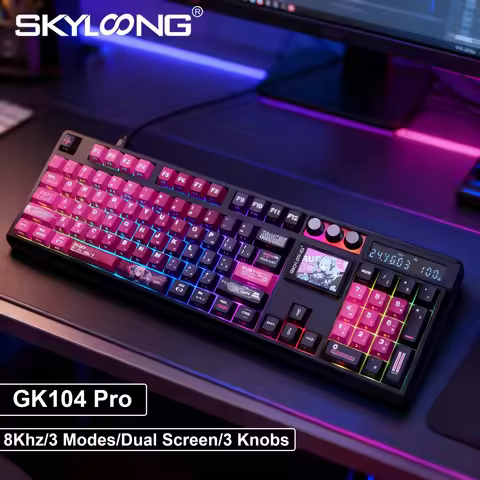SKYLOONG GK104 Pro Full-Size 3-Mode Wireless Mechanical Keyboard with 3.0 Screen 3 Knobs Hot-Swappab