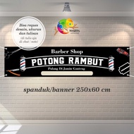 Spanduk Pangkas Rambut, Banner Pangkas Rambut Barbershop, Potong