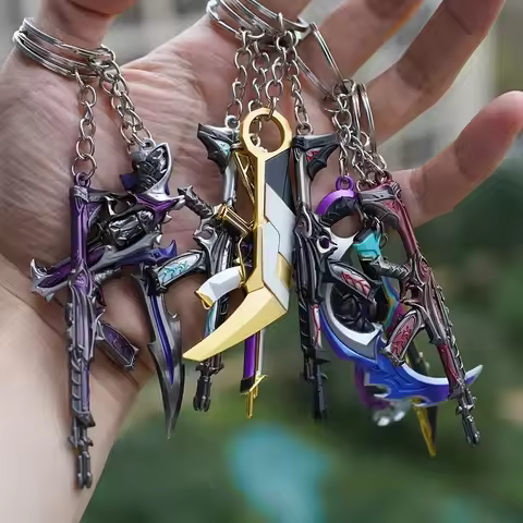 Valorant Keychains Set Reaver Karambit Knife Vandal Metal Game Peripheral Metal Sword Weapon Model K