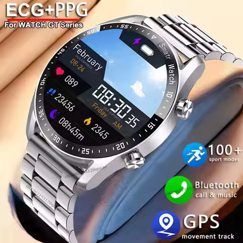 2025 New Outdoor Sports Smart Watch Men GT Series 1.53 inch AMOLED Screen Sports Watch ECG+PPG Healt