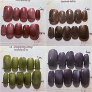 100% Real Gel Nails Fake Elegant Sand Glass Color
