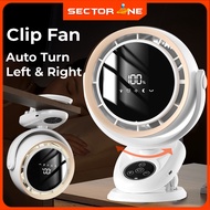 2400mAh 6 Inch Clip Fan Auto Swing Rotate Fan USB Charging Desktop Fan with Strong Wind Wall Hanging