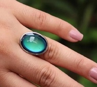 Adjustable Mood Ring for Women - Color Changing Open Band with Thermochromic Oval Stone