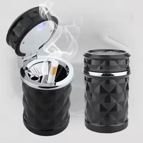 Car Cigarette Ashtray Cup With Lid With LED Light Portable Detachable Vehicle Ashtray Holder Cigaret