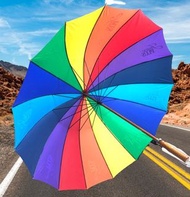 （現貨）超大傘 露營沙灘防曬遮 umbrella 雨傘 ☂️彩虹彩色版  全新  防風防曬 兩個大人都遮到 大男人車內必備 紳士傘  彩虹傘 Rainbow umbrella 長103cm  展開直徑