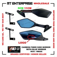 FREE 2 Yamalube OIL + 2 OIL NUT -TAD Carbon Fiber Side Mirror with Blue Mirror - NVX V1 V2  / NMAX V