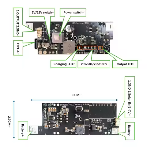 4W 12W 25W Solar Panel Circuit Bboard For D4 D5 D20 Repair, 5V 6V 9V Output/ or 12V Output, Battery 