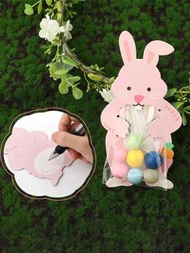 20入組復活節兔子造型平面棒棒糖卡片糖果包裝袋，用於生日復活節派對裝飾兒童禮品