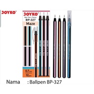 12 Pcs Joyko Maze Black Ball Pens 0.7mm