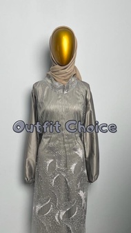 GUZELIM DRESS BAHAN SATIN ROBERTO GAMIS BAHAN SATIN MIX OUTER BRUKAT GAUN MAXI ELEGAN RESLETING DEPA