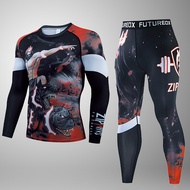 Jiu Jitsu Bjj Rash Guard T-shirt + Pant Sets Kickboxing Tiger Muay Thai Boxeo MMA Rashguard For Men 3D Print Boxing Sport Suit