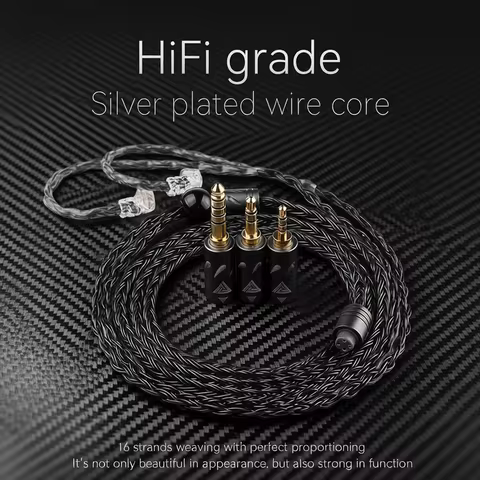 16 core 352 Cores Earphones Headphone upgrade Audio cable 3in1 Silver Plated MMCX QDC KZ C for QKZ H