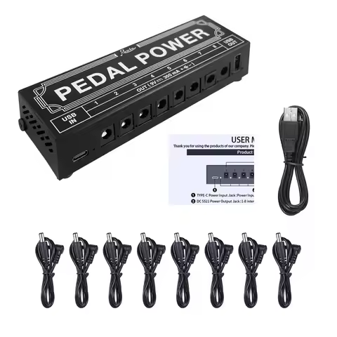 ROWIN Effect Pedal Power Supply Source 8 Isolated DC Type-c inputs Outputs 5V USB Output 9V 300mA Pr