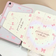 เคสiPadหมุน 360°Gen9 Gen8 Gen7 10.2 Air7 Gen11 heart ribbon ช่องใส่ปากกาขวา Acrylic เคสipad air4/6/5