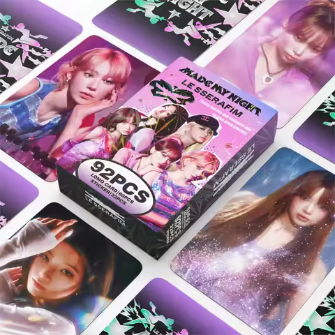 92Pcs Small Card LESSERAFIM New Album Made My Night Peripheral Photo Card Sticker LOMO Greeting Card