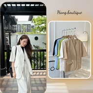 Short Sleeve Blazer Two Pockets, Elegant Office Women'S Jacket