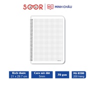 XO Minh Chau A4 transparent plastic cover spring notebook, 21 x 29.7cm, 200 pages, 70gsm (Code: 8200