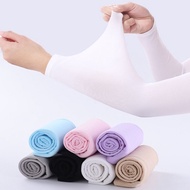 1pair Cooling & UV Protection SunBlock Arm Sleeves Ice Silk Seamless Sarung Lengan Basic Muslim