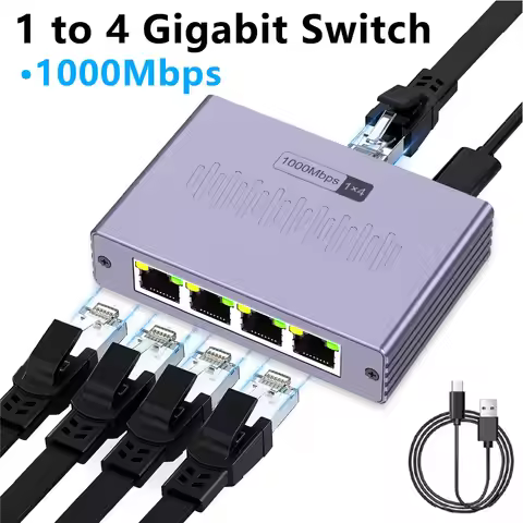 1 to 4 Gigabit Ethernet Switch RJ45 Splitter 1000Mbps 4 Port LAN Network Hub Adapter