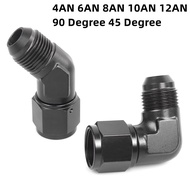 【On Sale】 4AN 6AN 8AN 10AN 12AN Flare 90 Degree 45 Degree Fitting Female/Male Union BLACK