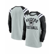ナイキ メンズ シャツ トップス Men's Silver, Black Las Vegas Raiders Classic Arc Raglan Tri-Blend Long Sleeve T-sh